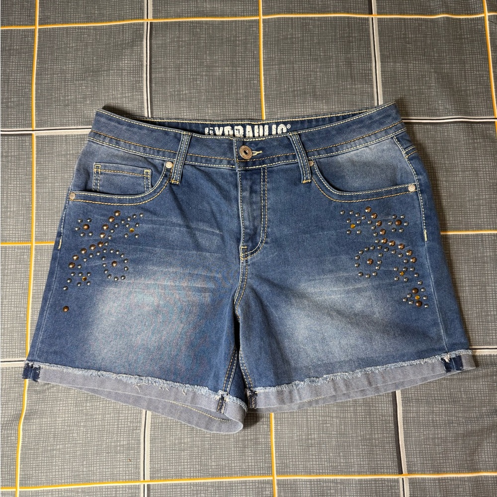 ♥️🩳NWOT Hydraulic Women's Embellished Blue Jean Shorts Size 12